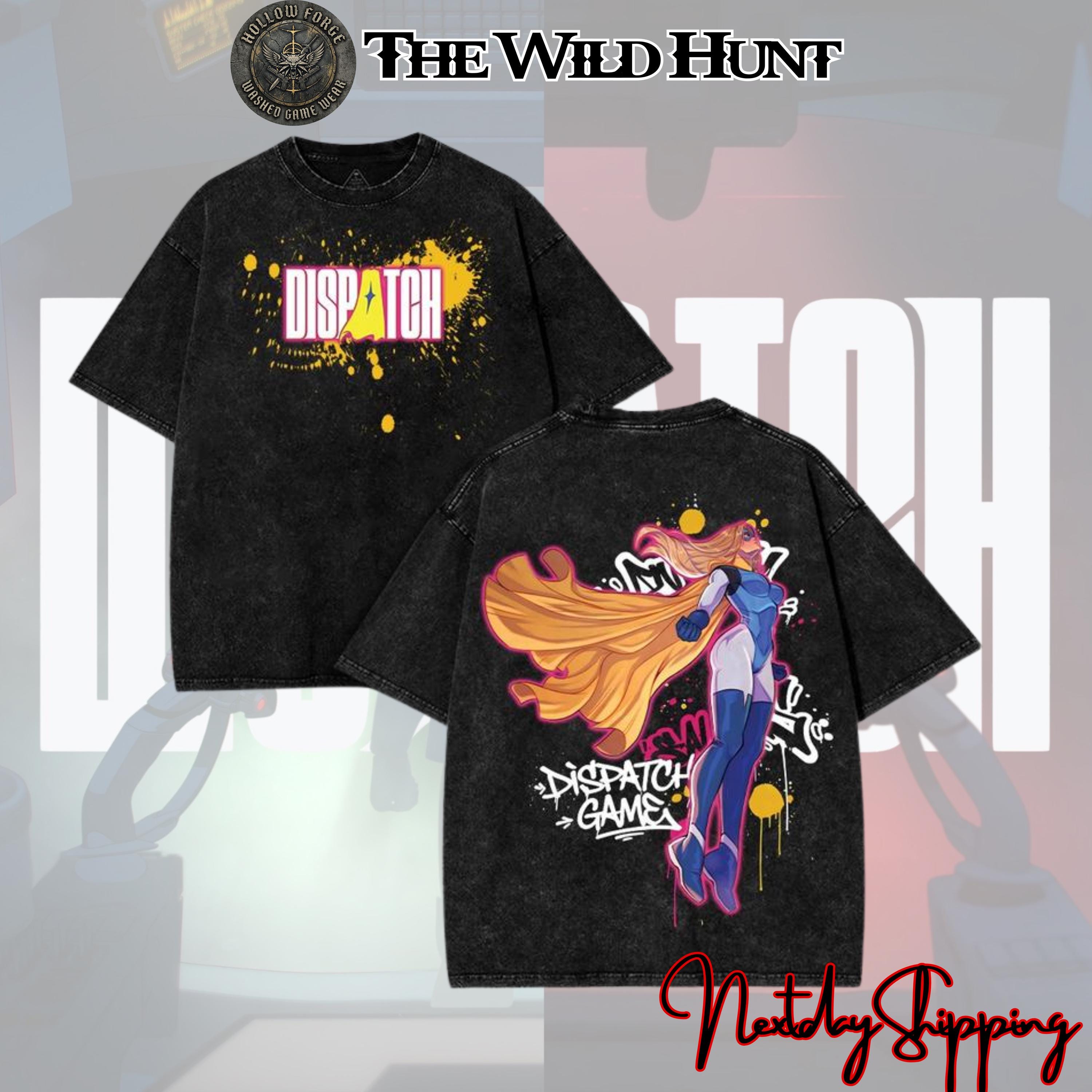 Dispatch Game Blonde Blazer Action Comic Super Hero Cartoon Game Movie Game 2 sided Washed Printed Graphic Tees Game Merch Game Acid Wash