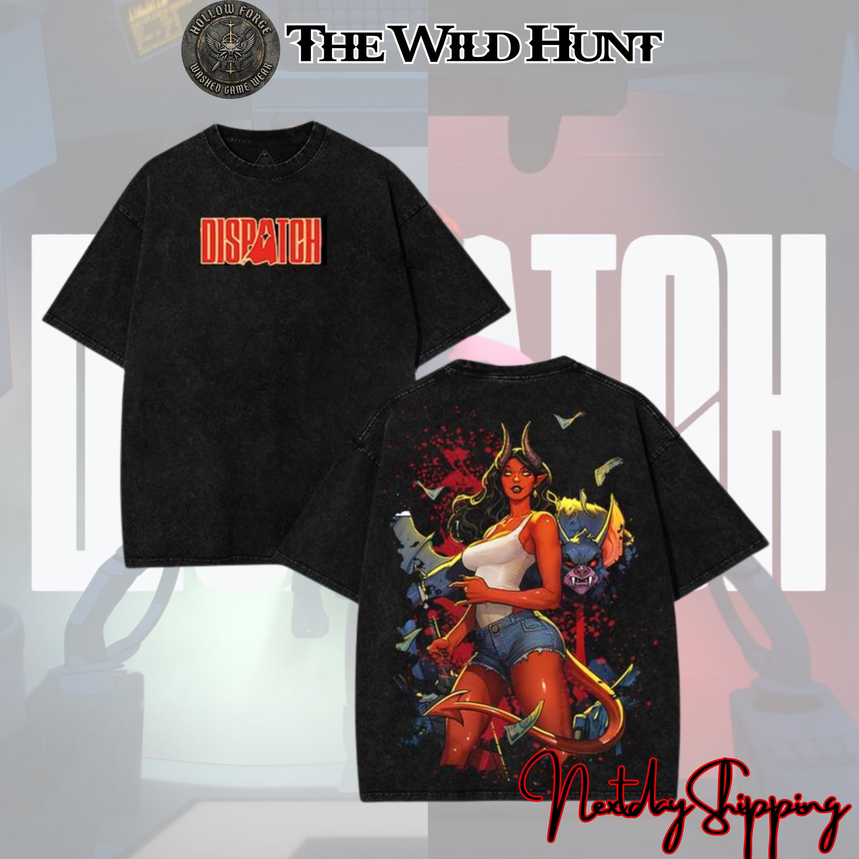 Dispatch Malevola Gibb Game Devil Girl Team Action Comic Super Hero Cartoon Game Movie Game 2 sided Washed Printed Graphic Tees Game Merch