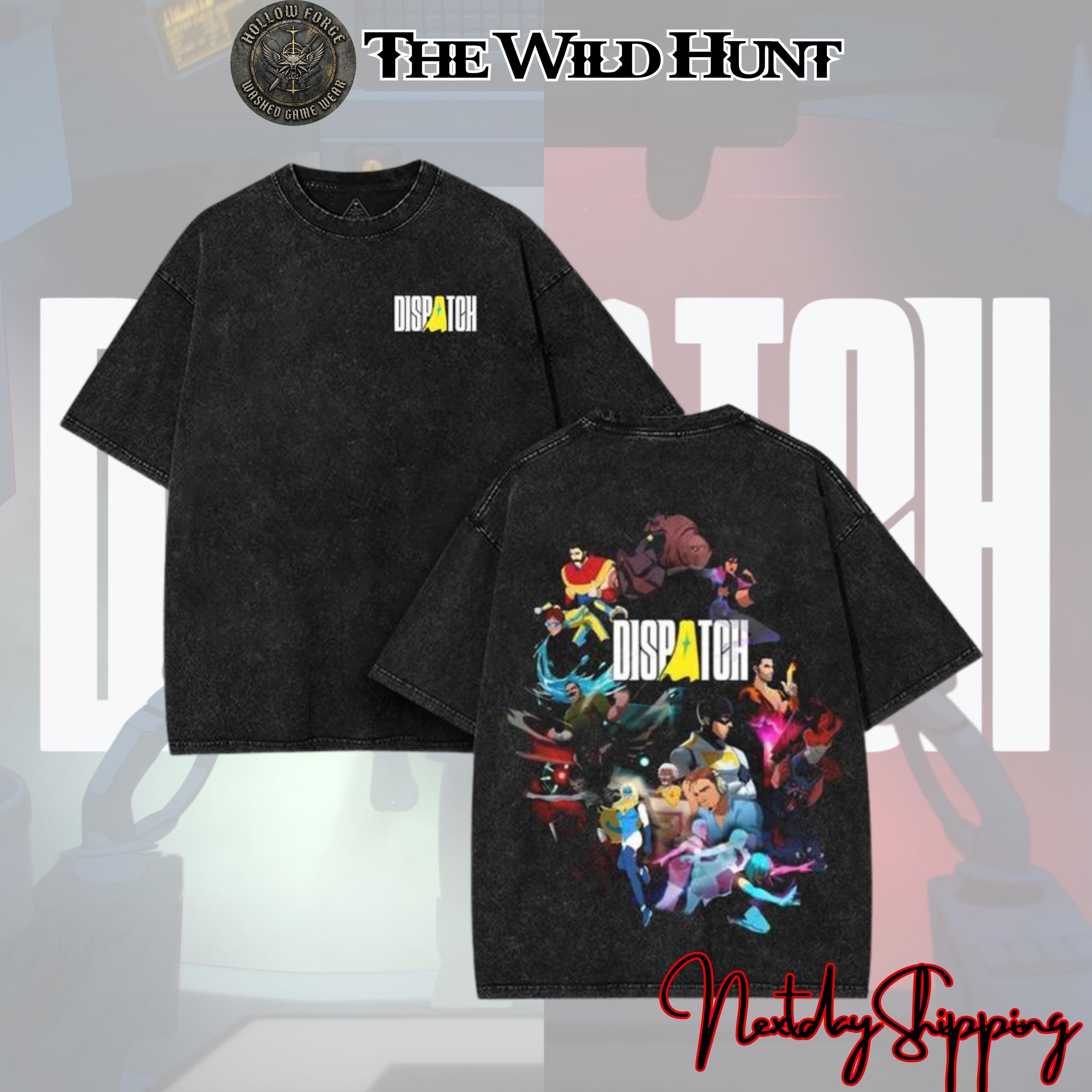 Dispatch Super Hero V5 Double Printed  Acid Washed Tee Game Graphic, Vintage Gaming Retro Black Tee, Gaming shirt