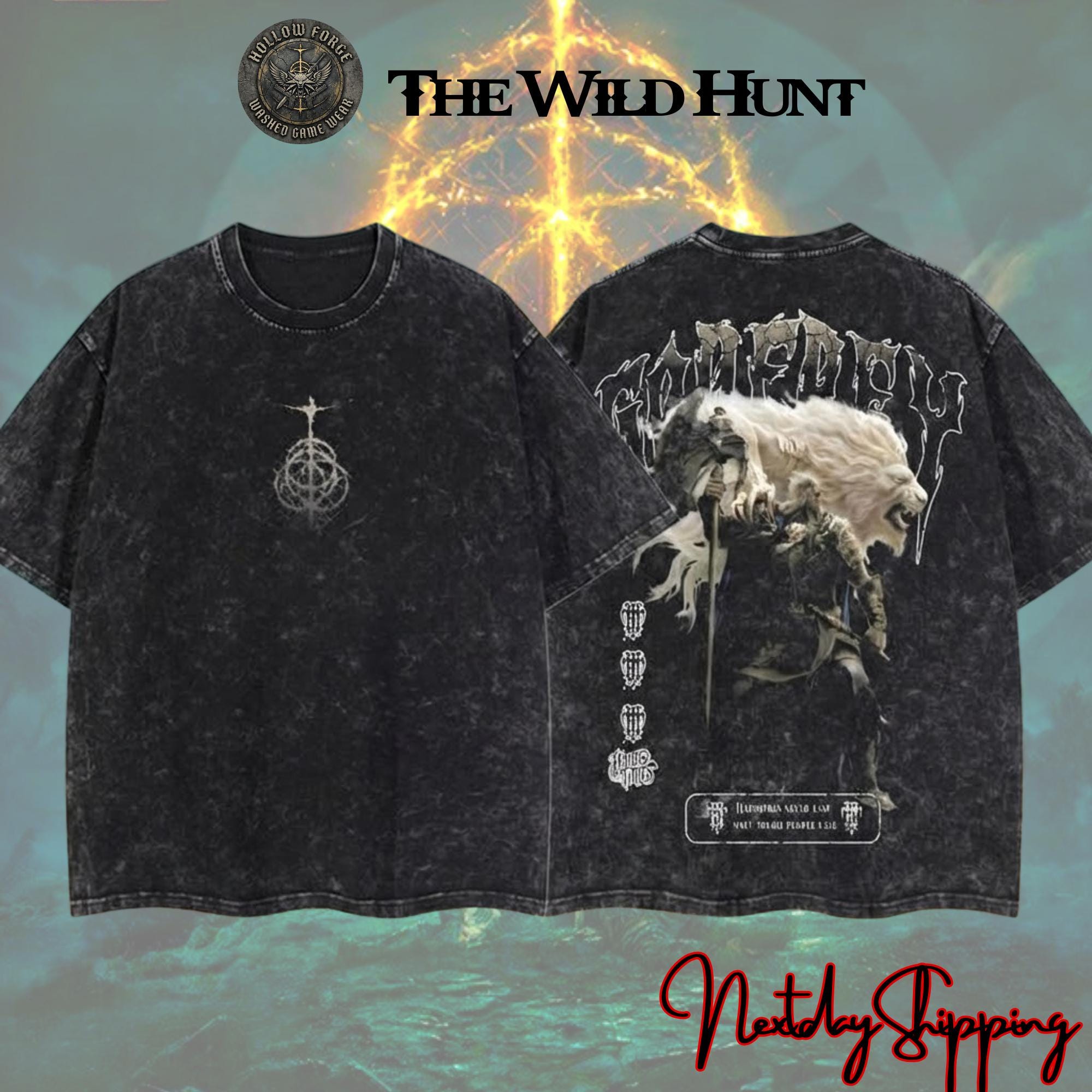 GODFREY, First ELDEN LORD Elden Ring Boss Retro Limited Vintage , From Software Collection Game  Washed Tee Acid, Gaming shirt Gift for him