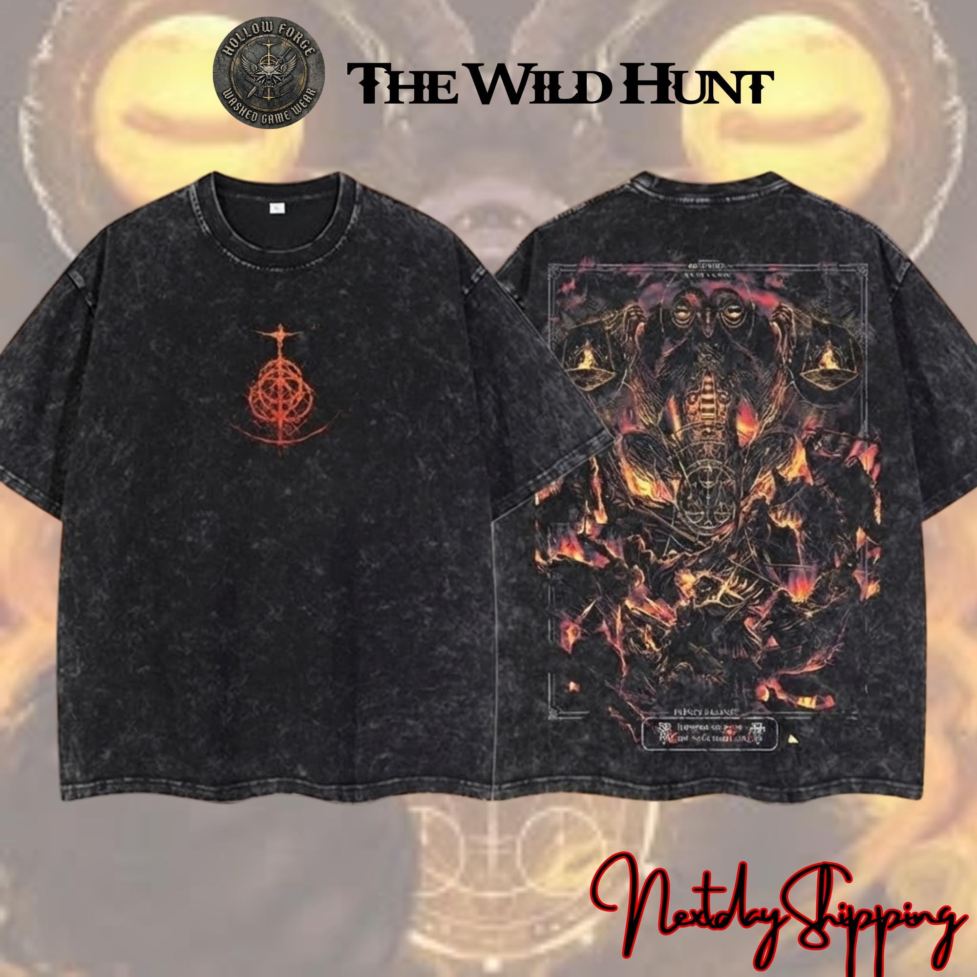 Libra Creature of Night Elden Ring Boss Retro Vintage Unisex Anime Manga Acid Washed Heavyweight Cotton T-shirt, Gaming shirt Gift for him