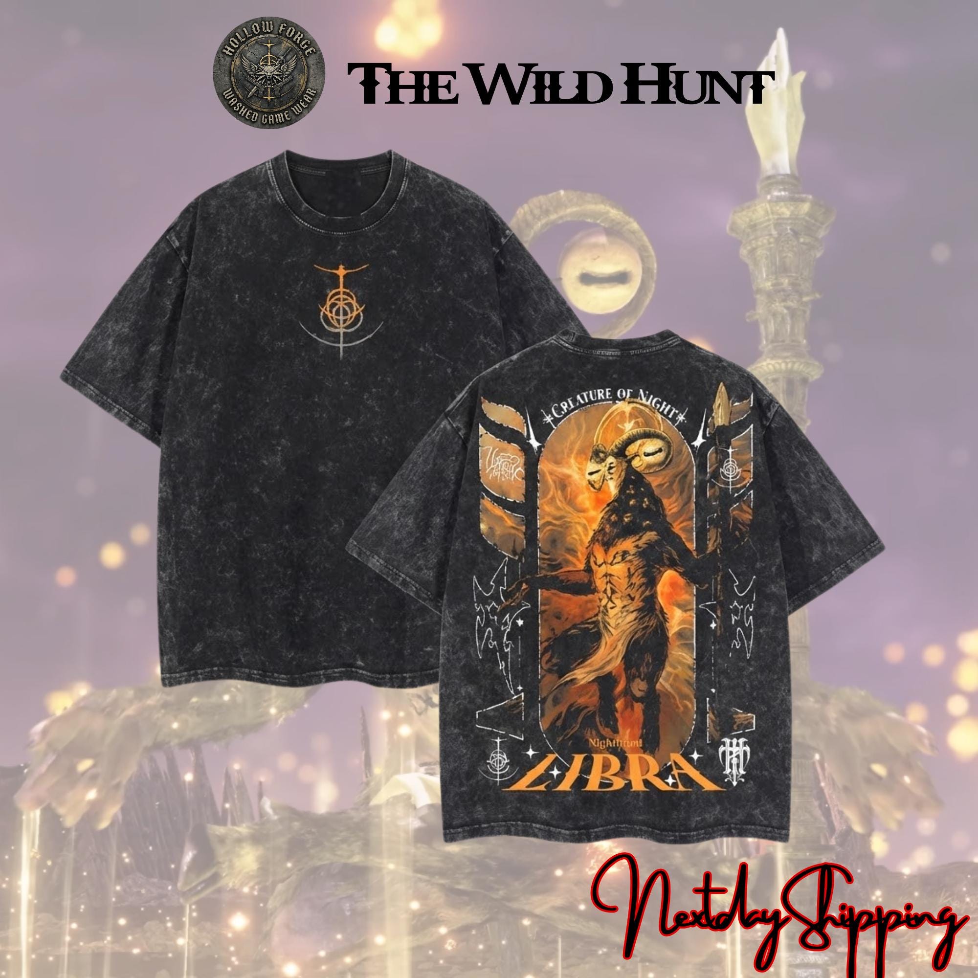 Libra Nightlord Elden Ring Boss Nightreign Retro Vintage Unisex Anime Manga Acid Washed, Gift For Anime Fan, Cool Gaming Gift for him