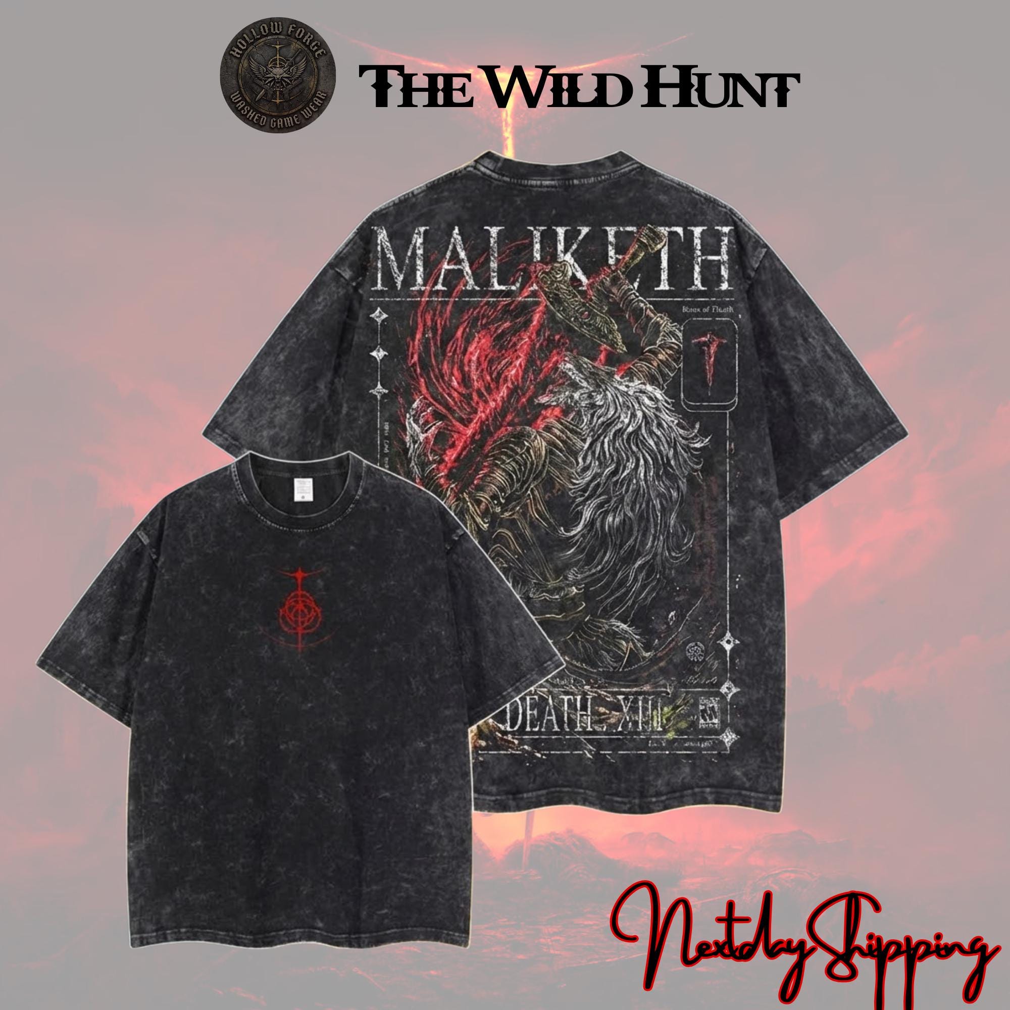 Maliketh Eldenring Boss Retro Vintage Unisex Oversize Anime Manga Acid Washed, Anime Merch, Gift For Anime Fan, Cool Gaming Gift for him