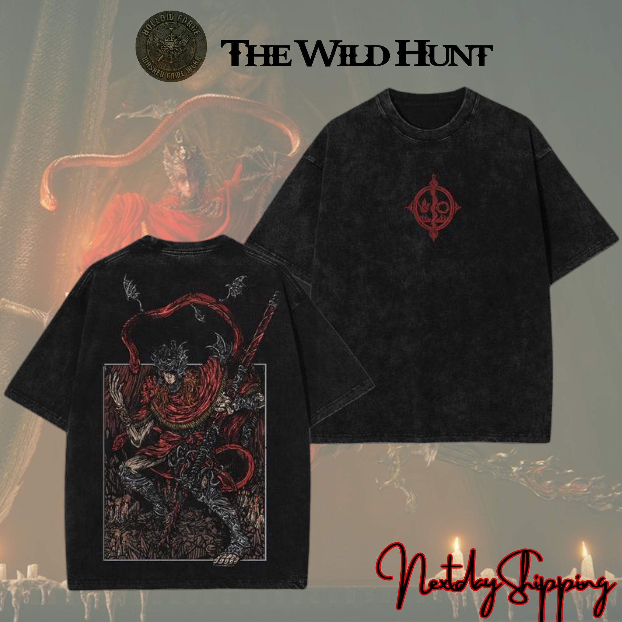 Messmer - Retro Vintage Elden Ring Grim Collection Unisex  Washed T-Shirt, Gift For Game Fan, Game Lover, Pump Covers