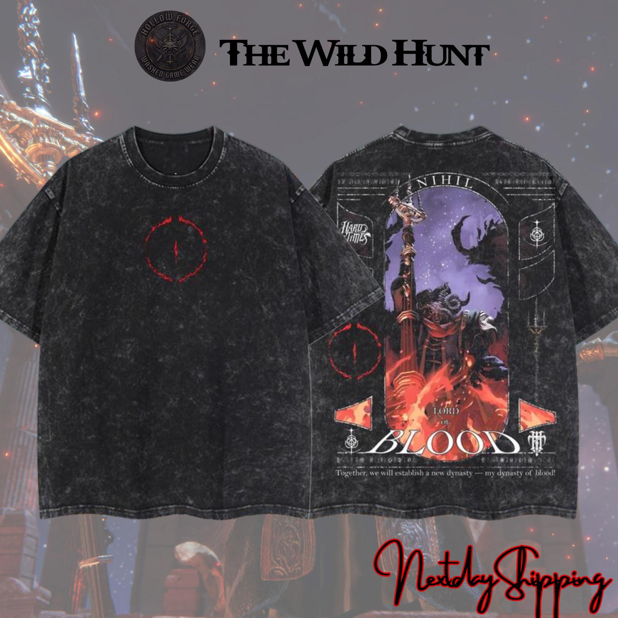 Mohg, Lord of Blood 22.10 Elden Ring Retro Vintage Unisex Oversize Anime Manga Acid Washed, Gaming gift