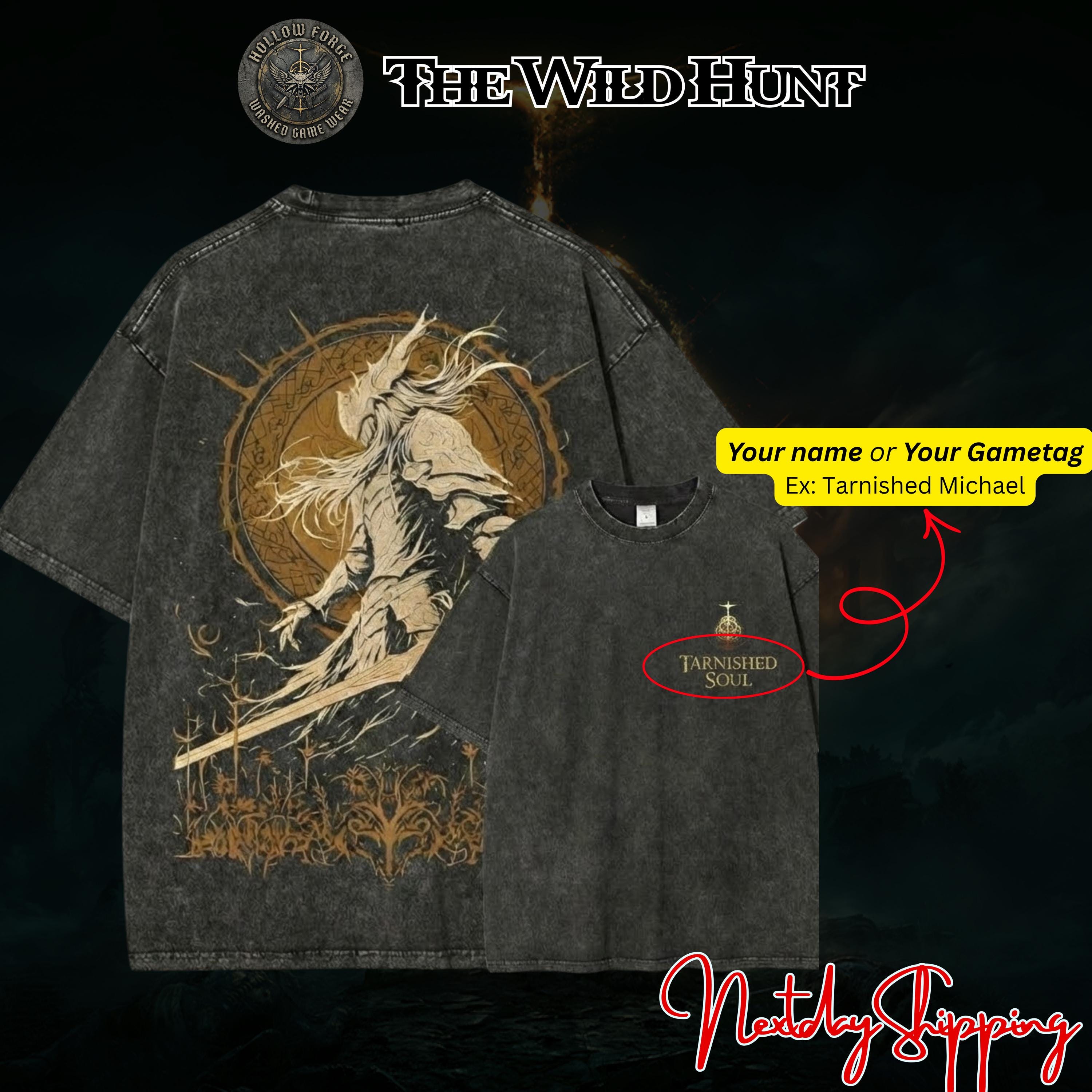 Personalized Vintage Elden Ring T-Shirt – Custom Name Graphic Tee, Premium Quality Acid Wash, Unisex Gaming Streetwear, Perfect for Gamers