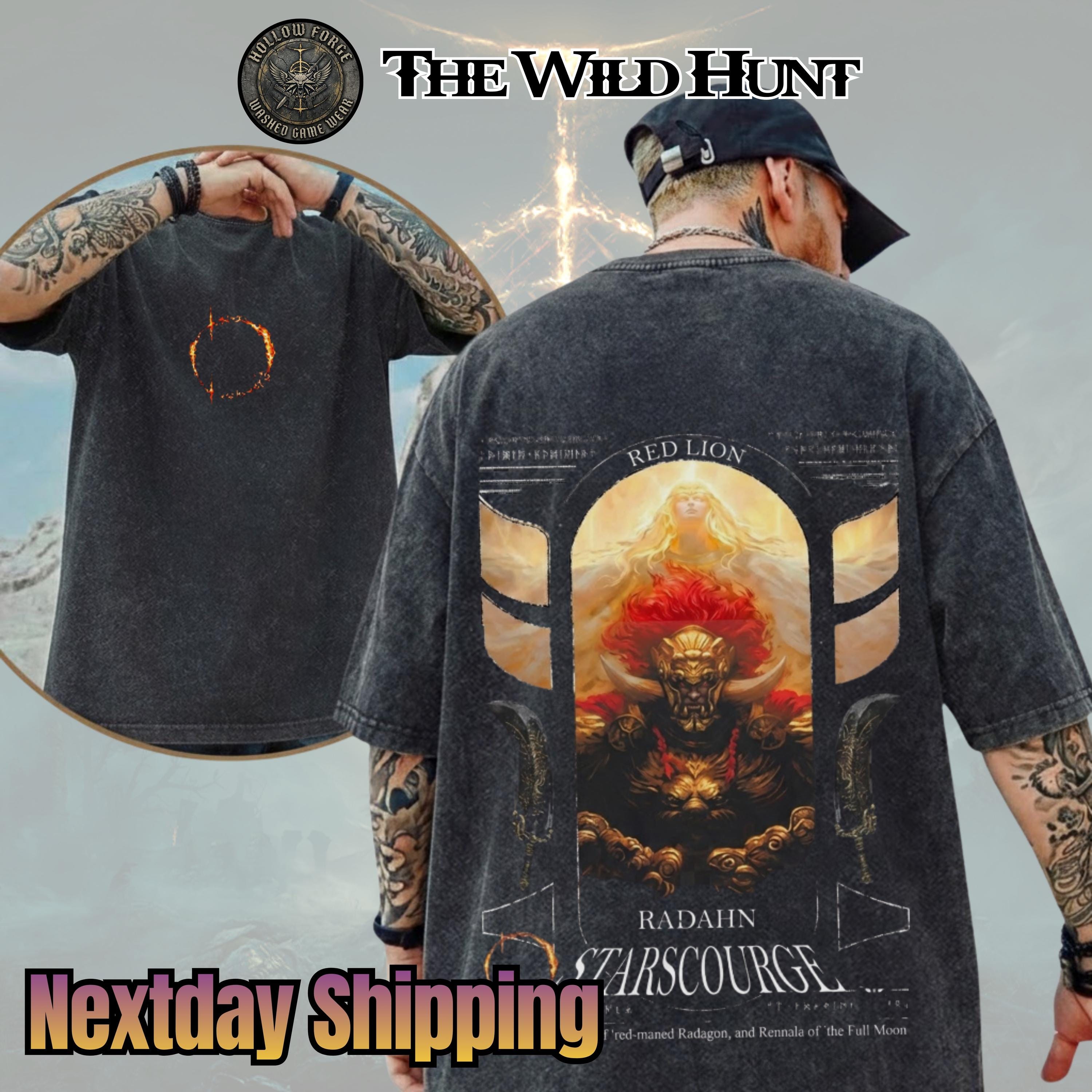 Radahn Starscourge miquella consort Elden Ring Boss Retro Vintage Unisex Anime Manga Acid Washed Tee, Cool Gaming shirt Gift for him