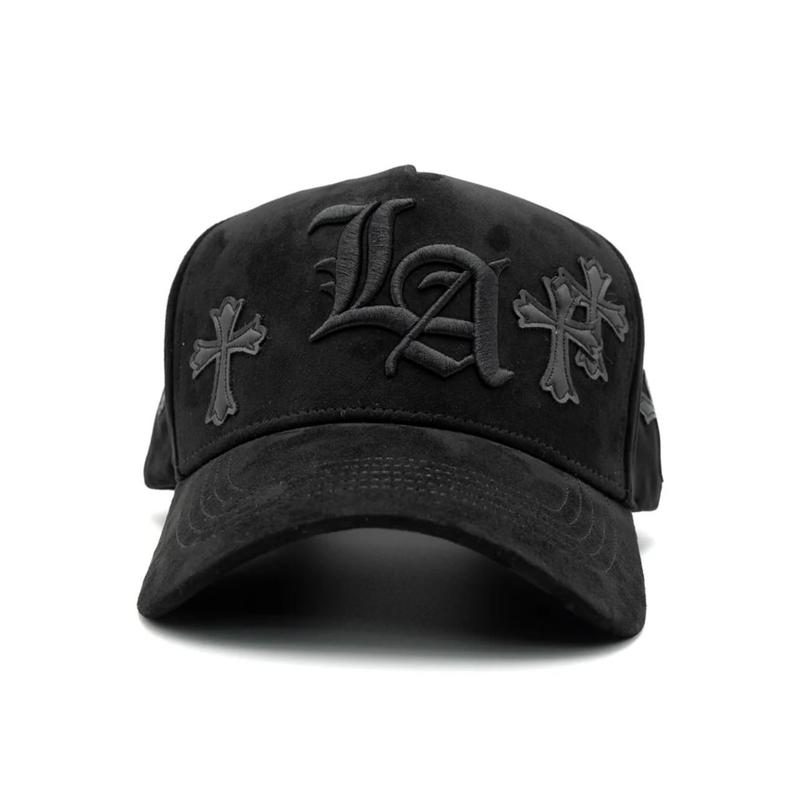 Thirty One Hats LA Chrome Blackout Suede Snapback – Premium Streetwear Baseball Cap Featuring Bold 3D Cross Embroidery
