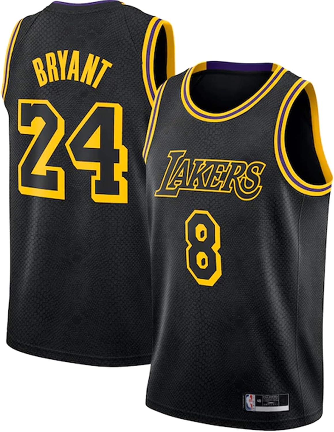 Kobe Bryant #8 & #24 Black Mamba Snakeskin Embroidered Mesh Top Los Angeles Lakers NBA Jersey