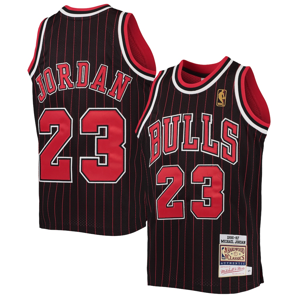 Michael Jordan Mitchell & Ness 1996-97 Hardwood Classics Authentic Black/Red Chicago Bulls Youth NBA Jersey