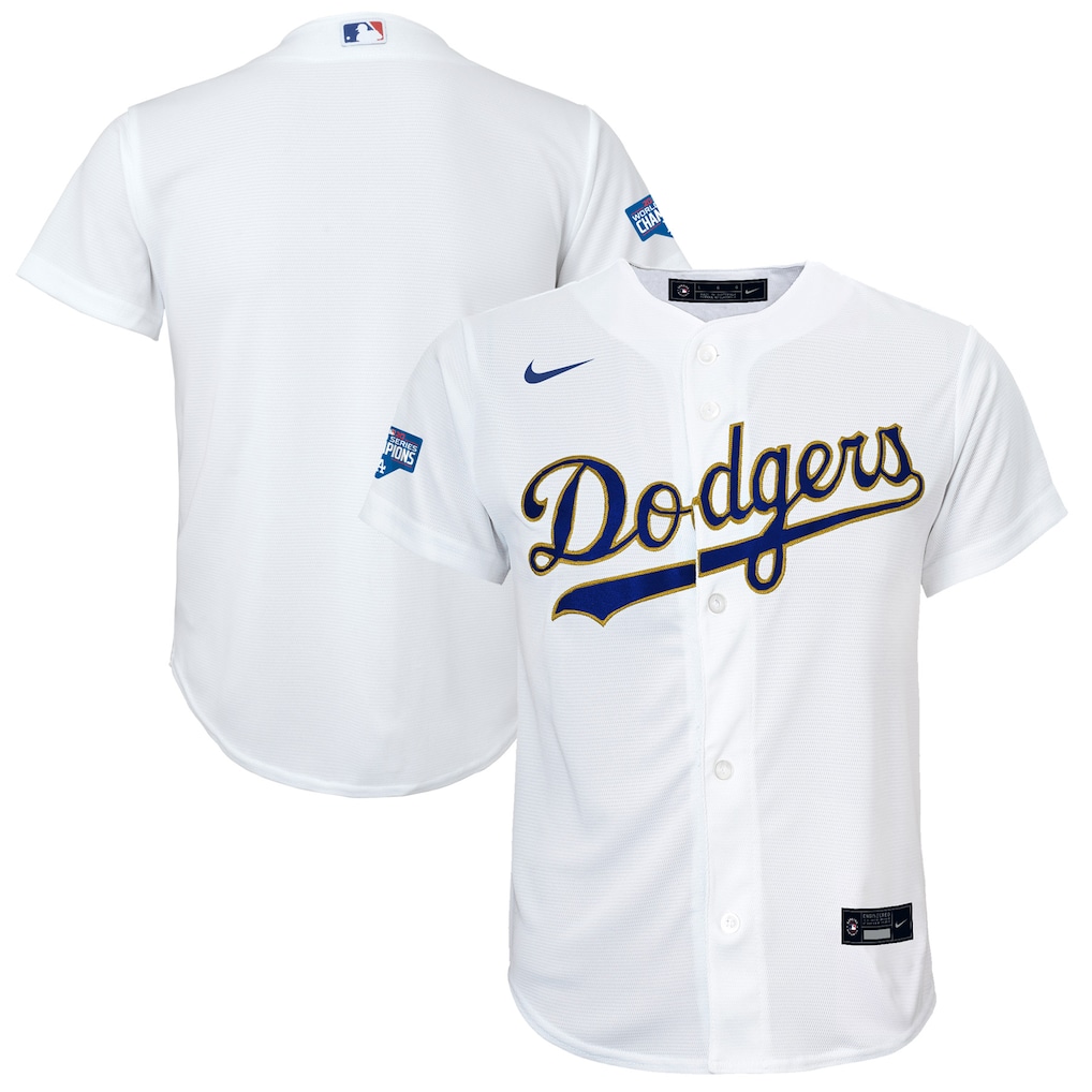 Nike 2021 Gold Program Replica White/Gold Los Angeles Dodgers Youth MLB Jersey