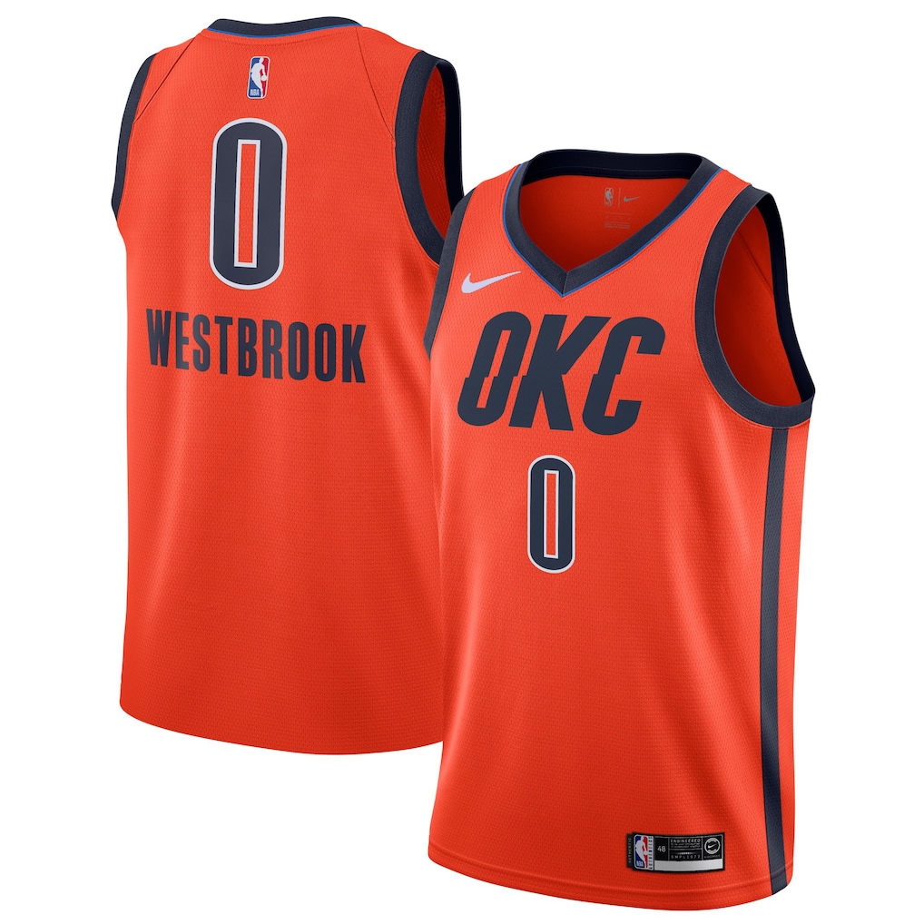 Russell Westbrook Nike 2018/19 Earned Edition Orange Oklahoma City Thunder Youth NBA Jersey