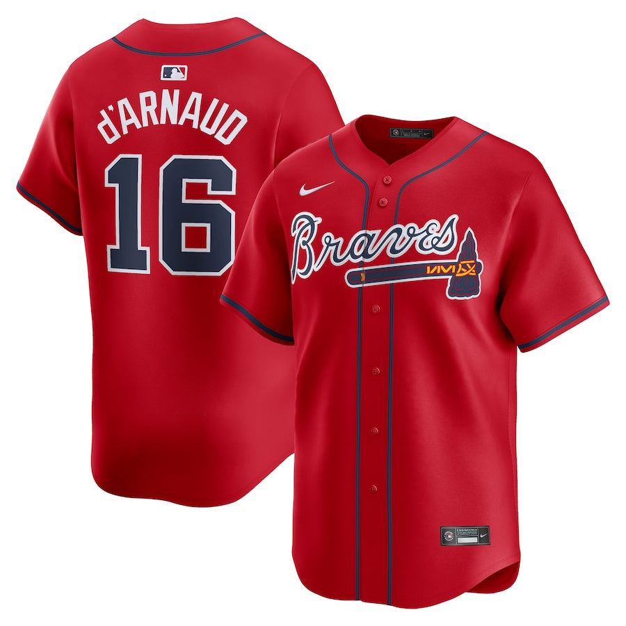 Travis d’Arnaud #16 Red Alternate Atlanta Braves MLB Jersey